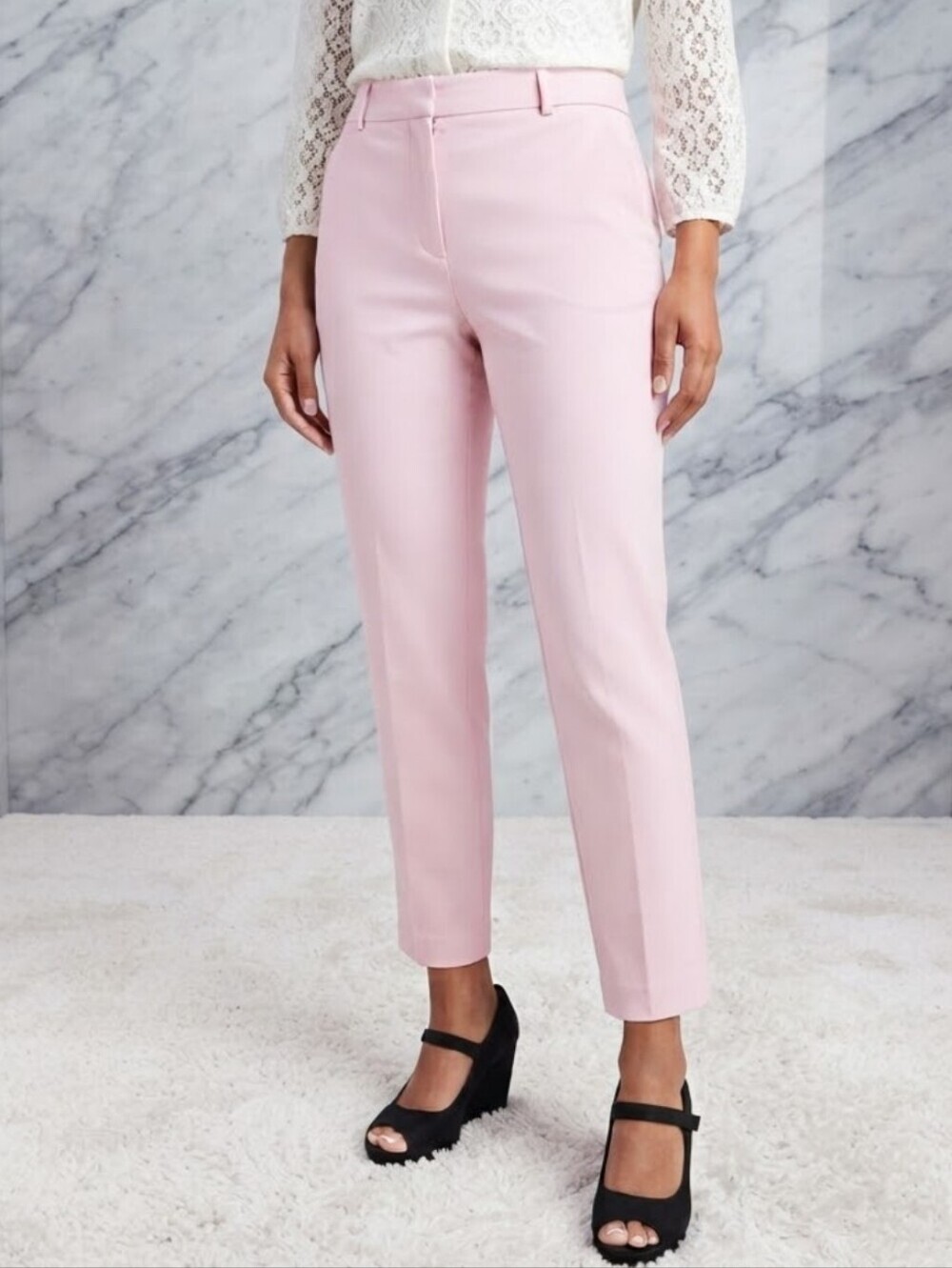 NWT Express High Waisted Pants XL Pastel Pink Office Siren Secretary Baby Pink